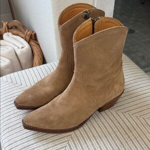 Tecovas Suede Ankle Western Boots in Tan